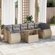 Set Divano da Giardino 8 pz con Cuscini Beige in Polyrattan
