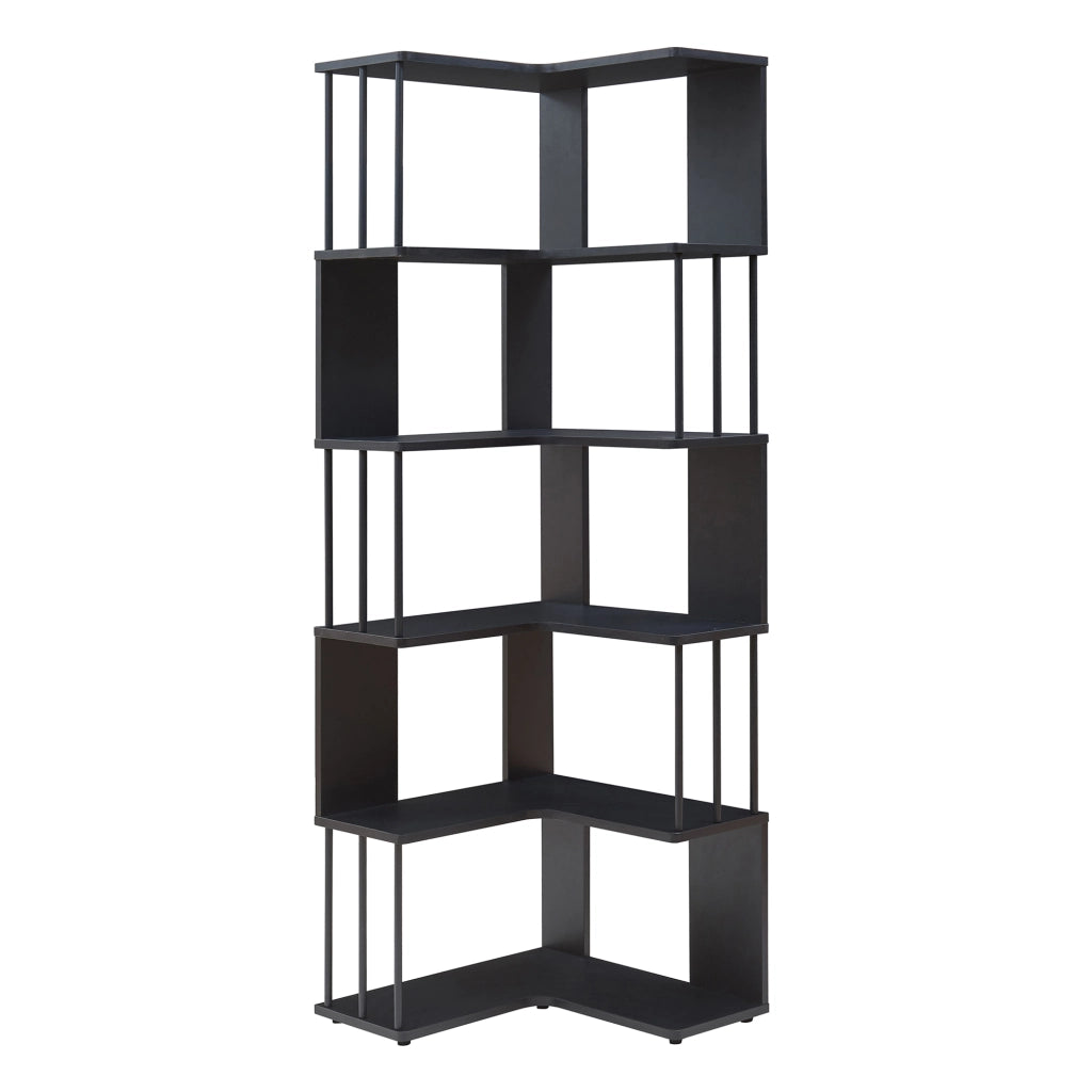 Scaffale Angolare Afrel con 5 Ripiani Aperti 160x54x54 cm - Nero [en.casa]