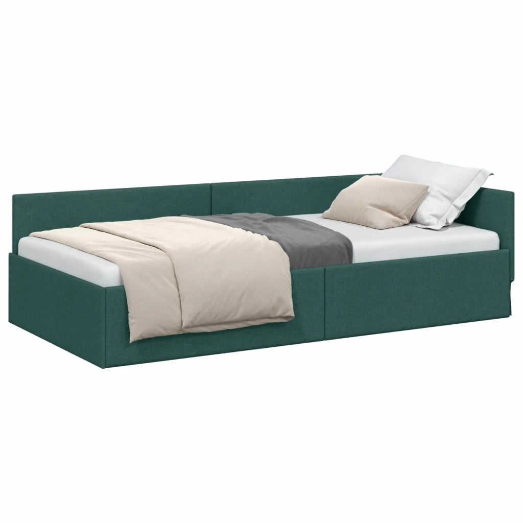 Cornice del letto ad angolo Verde Scuro 80 cm x 200 cm Tessuto 42016031