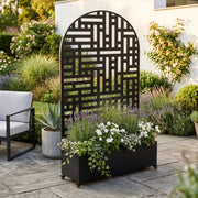 Fioriera con Spalliera Arcuata Bernalda in Acciaio 190 x 120 x 38 cm - Nero casa.pro