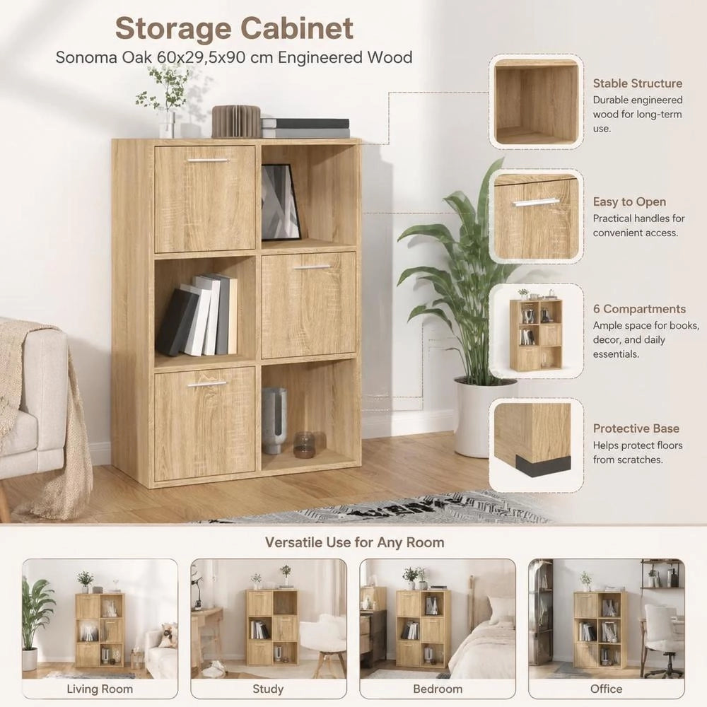 Storage Cabinet Sonoma Oak 60x29.5x90 Cm Wood-based Material