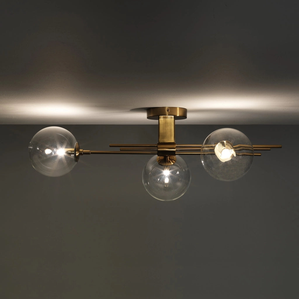 Lampadario in metallo verniciato ottone cm. L.74 P.20 H.23