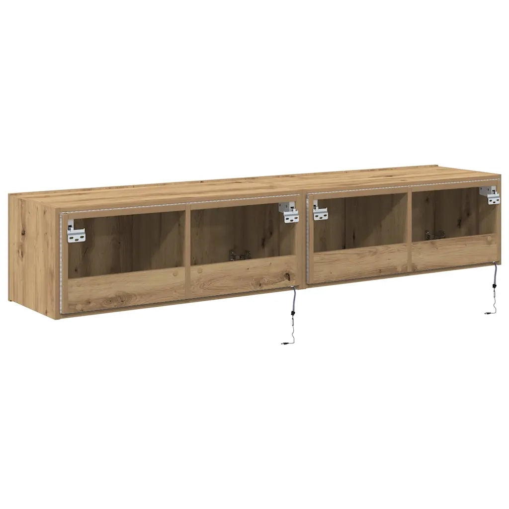 Mobile TV da parete 2 pcs Rovere artigianale 80 x 35 x 31 cm 863107