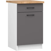 Mobile cucina modulare con piano di lavoro AKORD OLIWIA Bianco 50 cm 1 anta 1 cassetto inserto frontale Grigio Grafite 50x46x85 cm