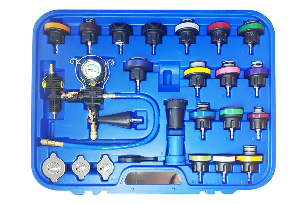 Kit per Il Test del Sistema di Raffreddamento del radiatore Pressione kit pressione radiatore con Tester per rilevatore di perdite 28 pezzi