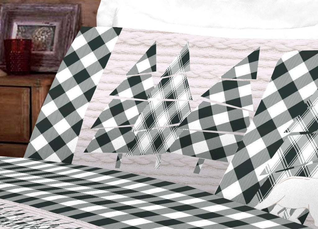 Completo Lenzuola Letto Pensieri Delicati 100% Cotone Dis. Canada - Singolo - Grigio