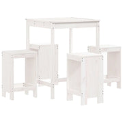 Set Bar da Giardino 5 pz | Set Salotto da Giardino Bianco in Legno Massello di Pino