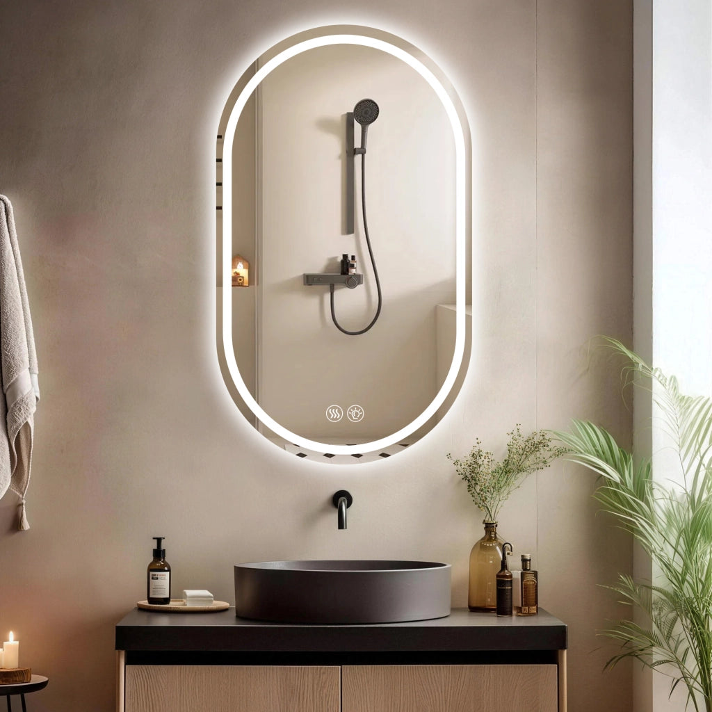 SPECCHIO BAGNO LED 60x90 cm Argento Anticondensa Touch