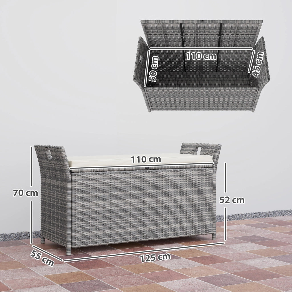 Banca con cuscino e contenitore da esterno in resina ¨C zephmum ¨C bianco 250L