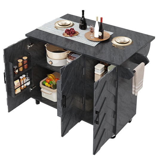 Isola cucina estendibile - Xylo - 118x45x92cm 3 cassetti regolabile