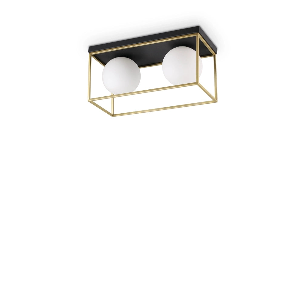 Plafoniera Contemporanea Lingotto Metallo Ottone 2 Luci E14
