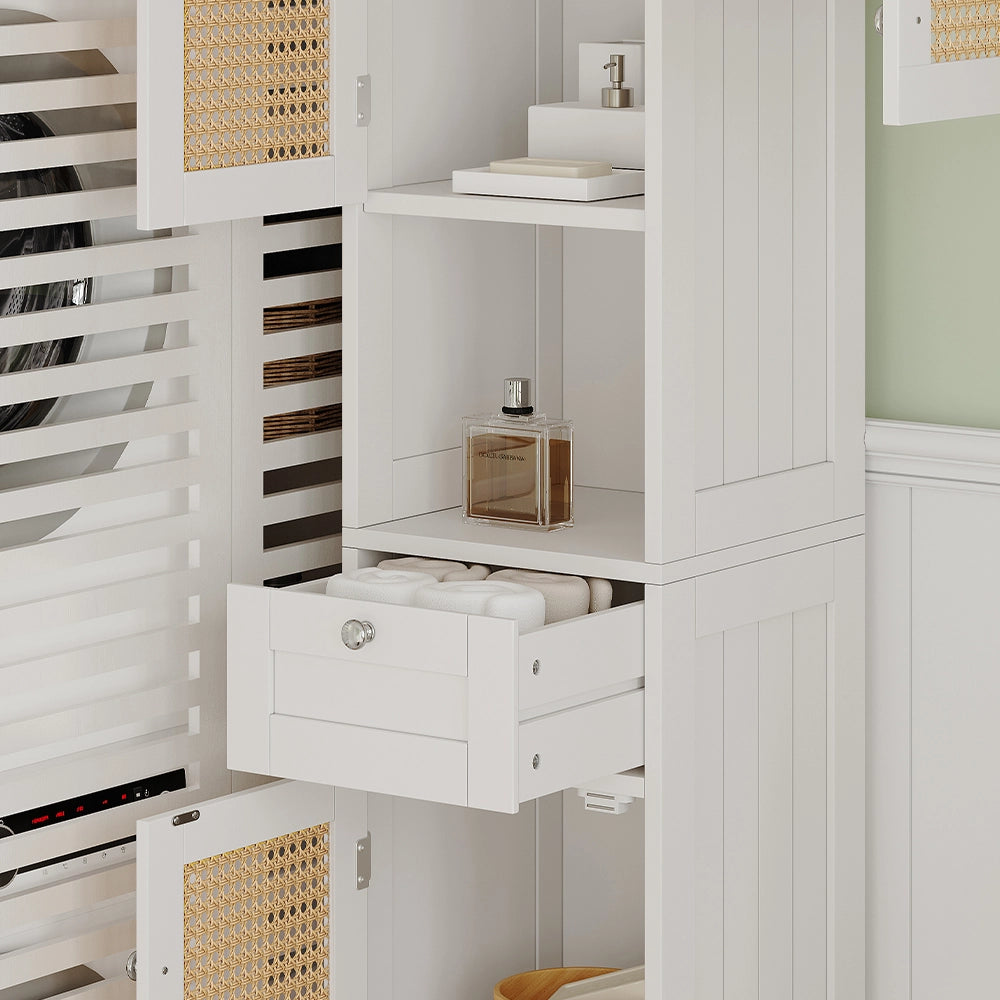 Vicco Armadio per il bagno Bianco 32 x 170 cm con 2 ante e cassetto