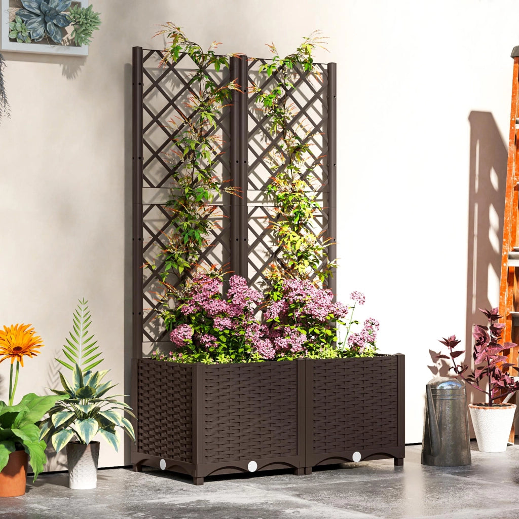 Vaschetta con griglia plastica per rampicanti ¨C zephmum ¨C 80x40x135 cm marrone