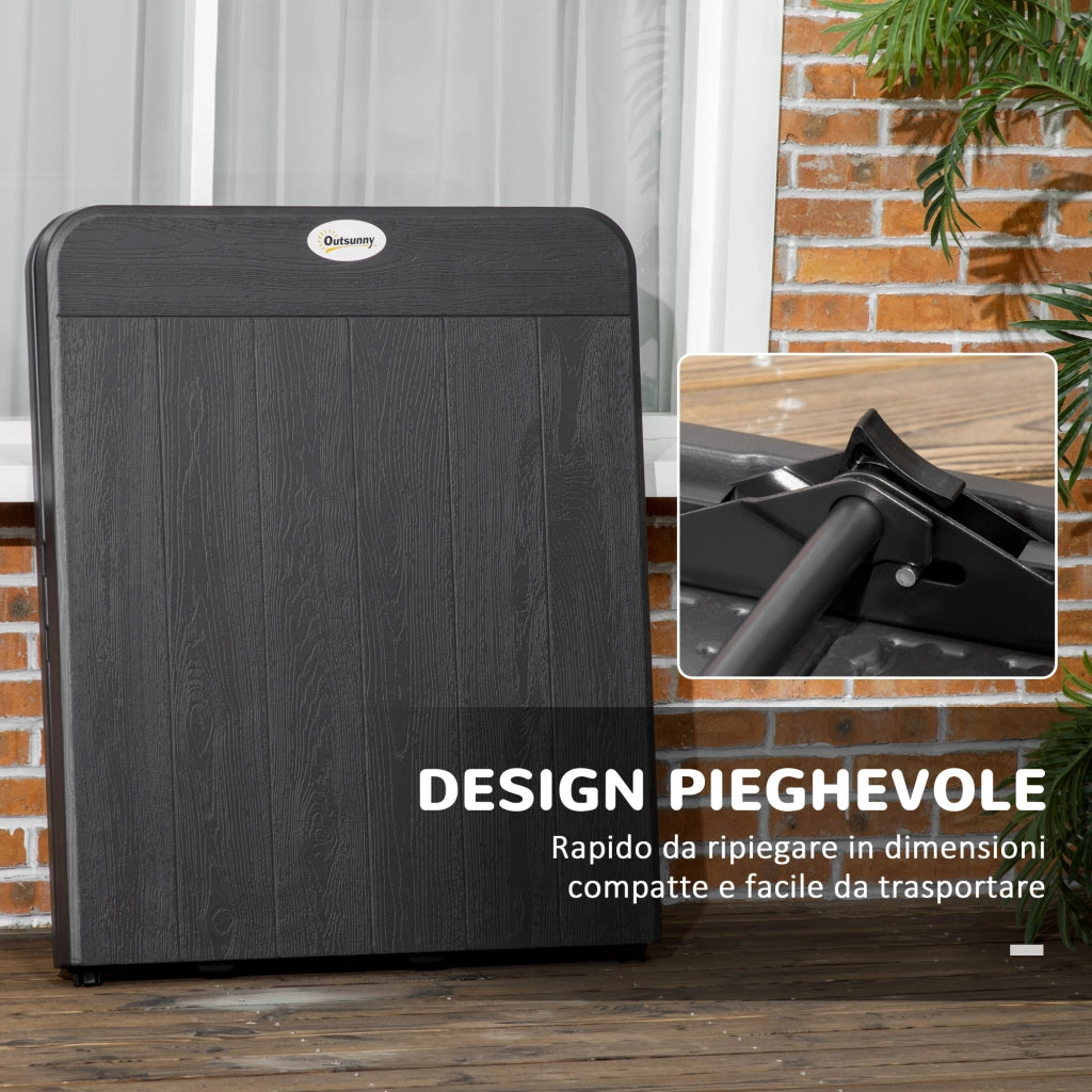 Tavolo da pranzo allungabile pieghevole per 6 persone ¨C zephmum ¨C acciaio e HDPE, 180x75.5x73cm, grigio scuro