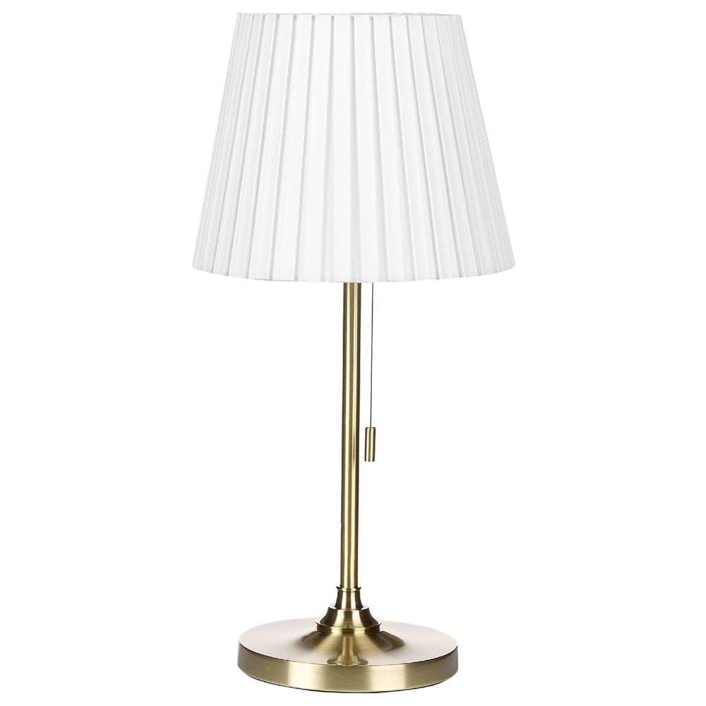 Lampada da tavolo Ottone Bianco Poliestere Ferro Impero Paralume Luce Camera da letto Soggiorno Retrò Classico
