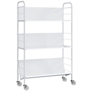 CARRELLO PORTALIBRI MODERNO A 3 LIVELLI CON RUOTE GIREVOLI PER LIBRI E RIVISTE, 69X26X108 CM, BIANCO