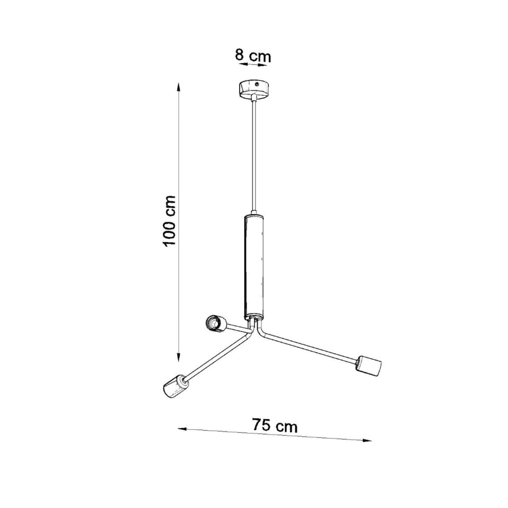 Lampadario Basilik 3D Pure Lume 3xE27 nero metallo