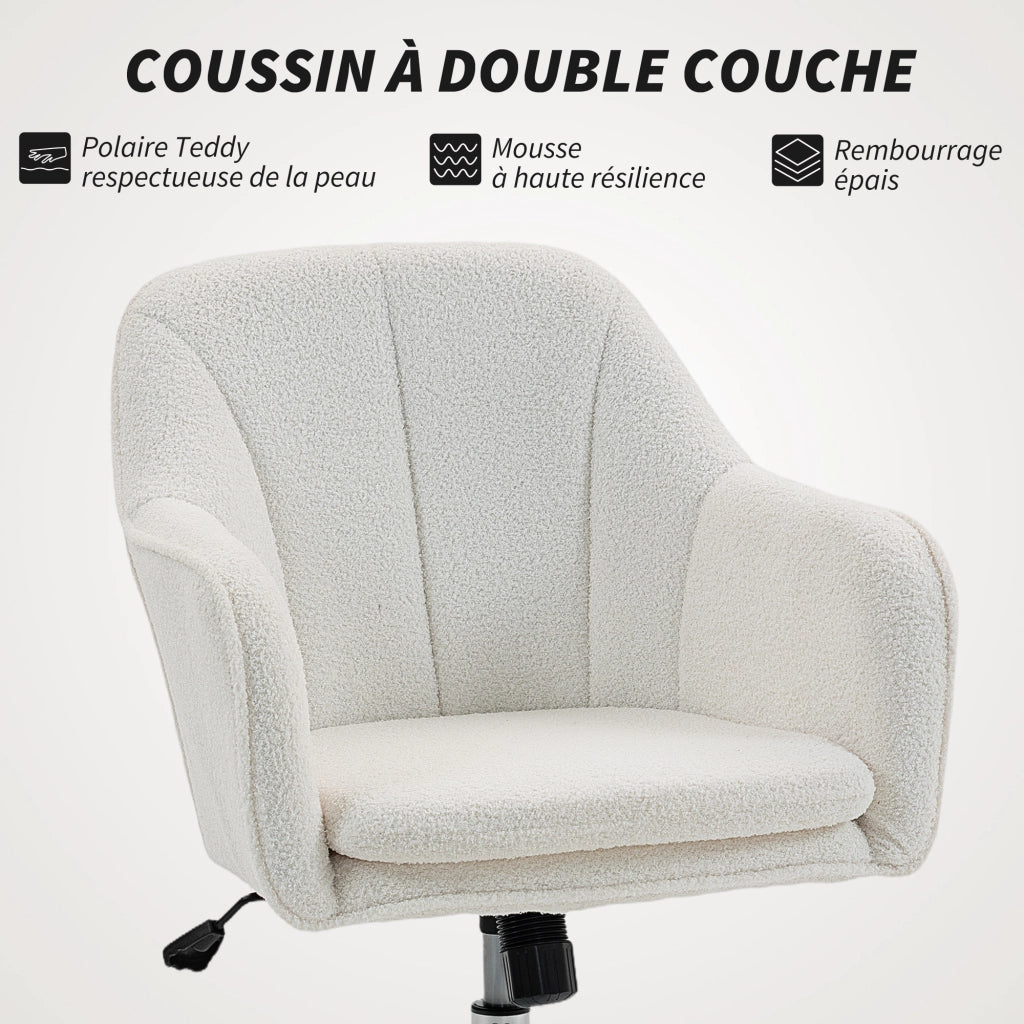 Poltrona girevole reclinabile con poggiapiedi ¨C zephmum ¨C 61x64x80-92 cm, colore bianco