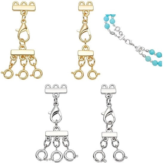 Impianti a catena a doppio strato - Chiavi a doppio strato 14K dorate - Chiavi a doppio strato in rame - Set da 4 - Lunghezza 40 mm - Disegno innovativo - Accessori per gioielli