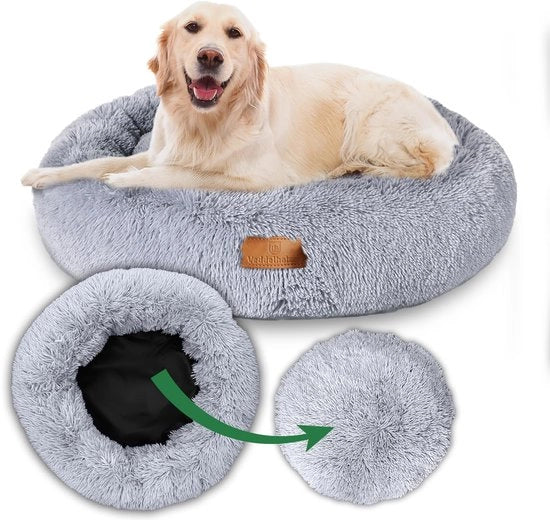 Honden letto Ø 60 cm (S) con cuscino in grigio chiaro Cane letto Cane cuscino Letti per cani in diverse misure Letto per cani Grande Medio Piccolo Letti per cani lavabili in grigio chiaro e grigio scuro per tutti i cani e i gatti
