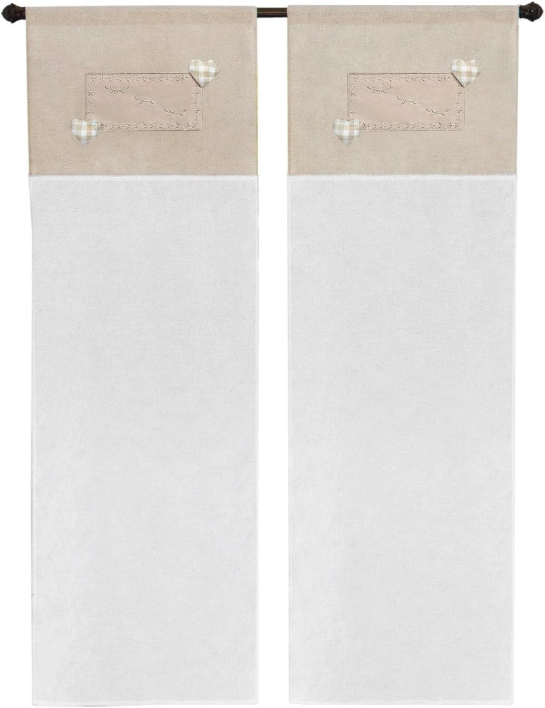 Tende Porta Finestra 60x240 cm Coppia 2 Pz Interno Semitrasparente Tessuto Pendente Beige
