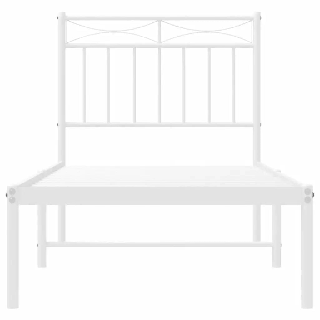 Giroletto con Testiera-Struttura Letto con testiera Metallo Bianco 80x200 cm 654701