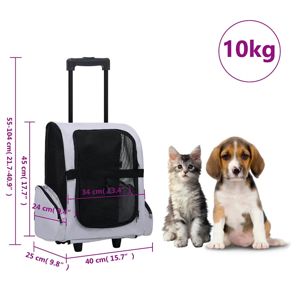 Trolley Trasportino per Animali Pieghevole Multifunzione Grigio 171020