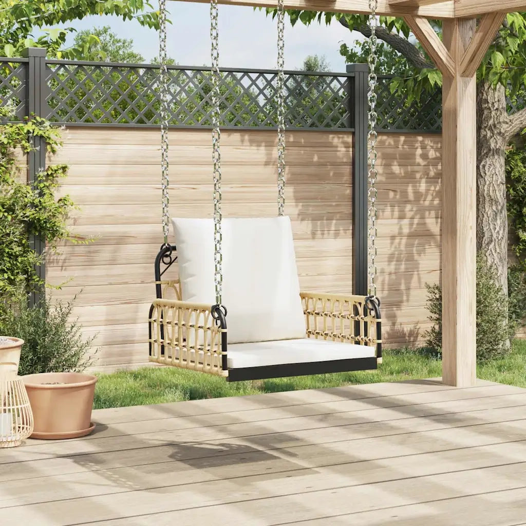 Sedia a Dondolo con Cuscini 63x58x39 cm Polyrattan e Acciaio CFW1730508