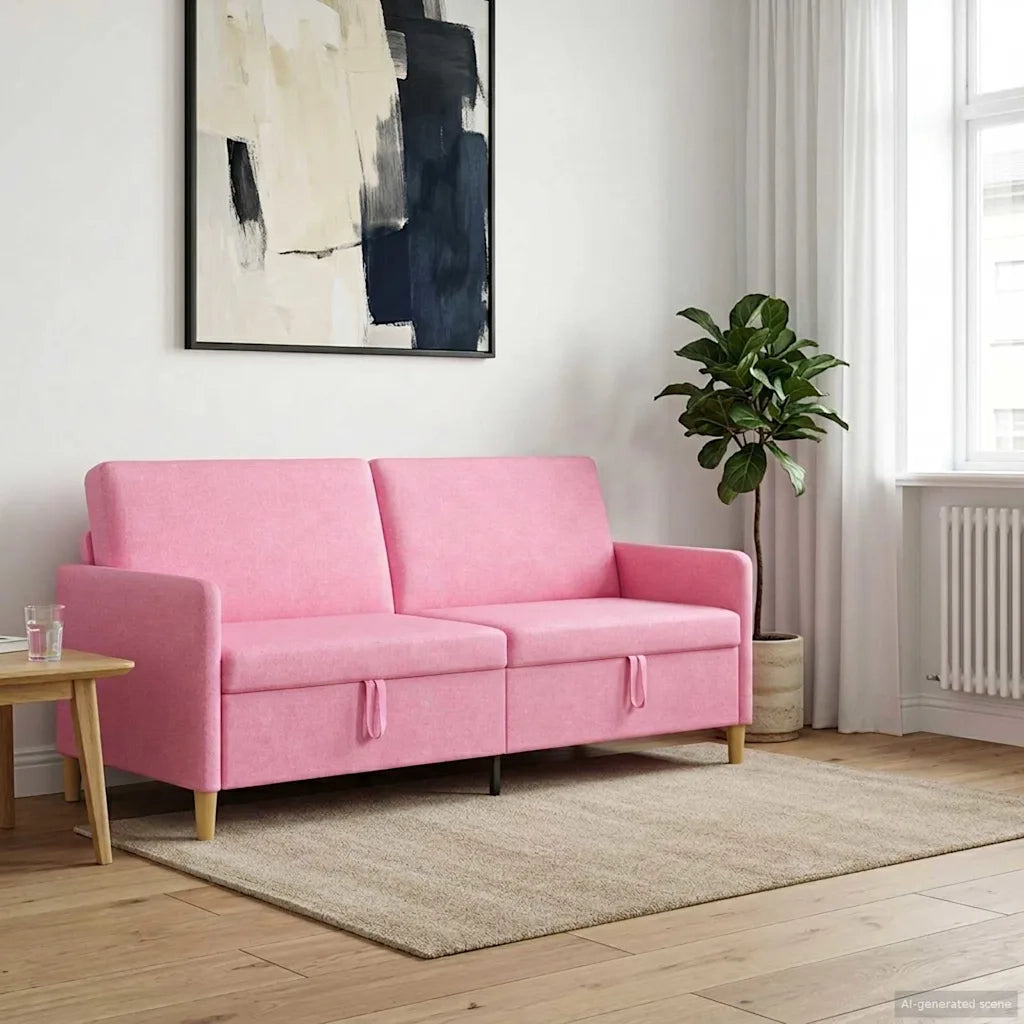 Divano con Storage Rosa 192 x 78 x 87 cm Poliestere 42036987