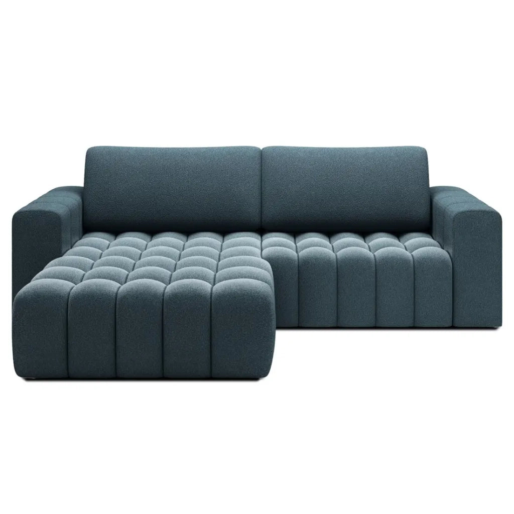 Divano angolare convertibile DORY blu notte 250 cm con vano contenitore angolo destro