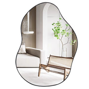 Specchio da parete asimmetrico con base posteriore premium da 78x56,5cm, Specchio da parete a forma irregolare Nero-Specchi da parete
