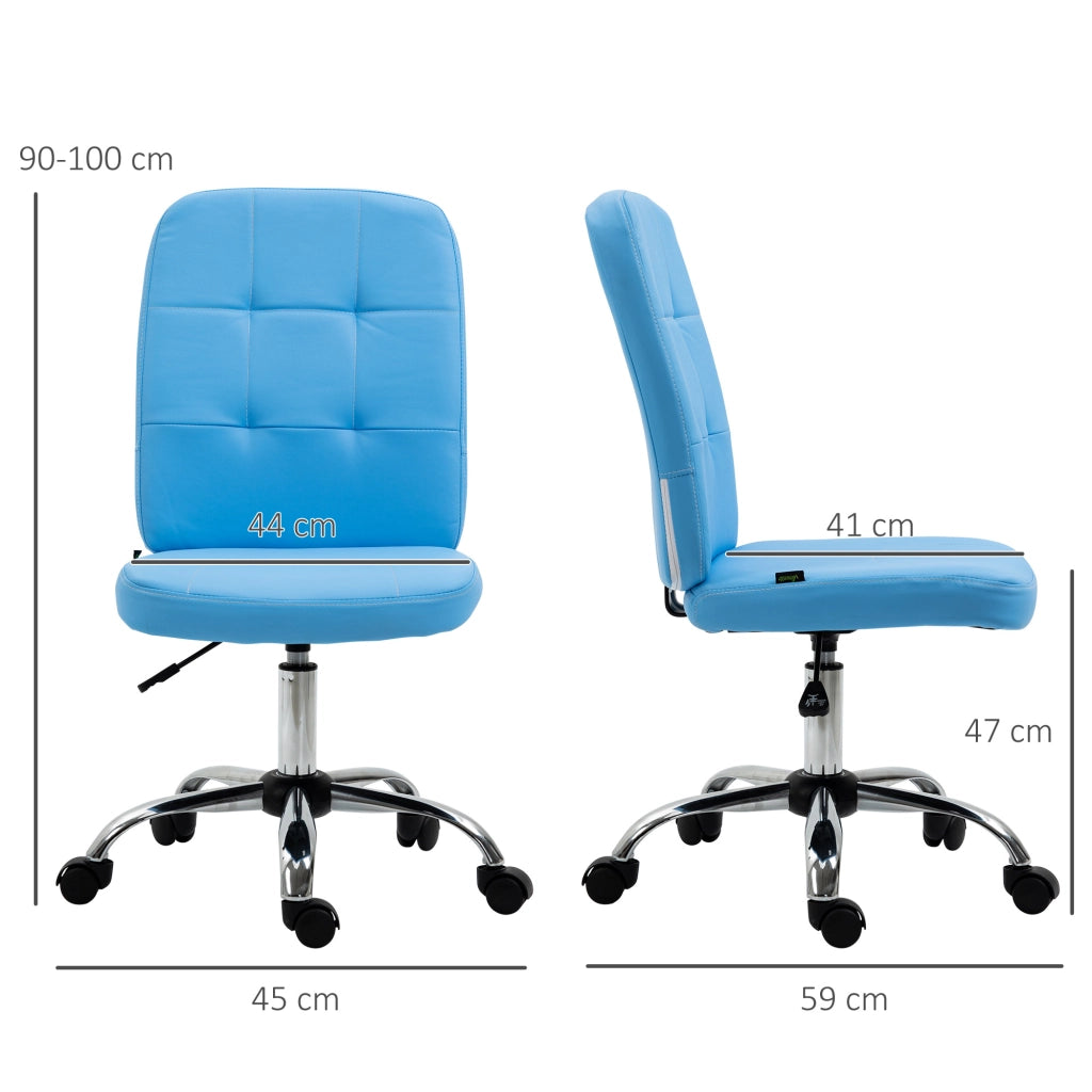 Sedia da Ufficio Girevole in Similpelle ¨C zephmum ¨C Blu, Regolabile 45x59x90-100 cm