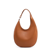 Borsa a tracolla da donna in vera pelle, modello hobo alla moda, colore marrone.