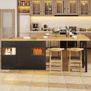 ISOLA DA CUCINA Girevole 120-197 cm Nero MDF e Metallo con LED RGB