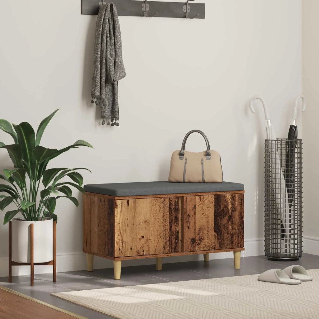 Panca per ingresso con cuscino Legno vecchio 80 x 38 x 46 cm 891534