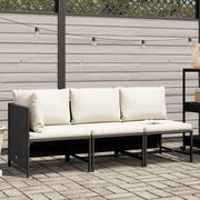Set Divani da Giardino 3 pz con Cuscini in Polyrattan Nero 313519