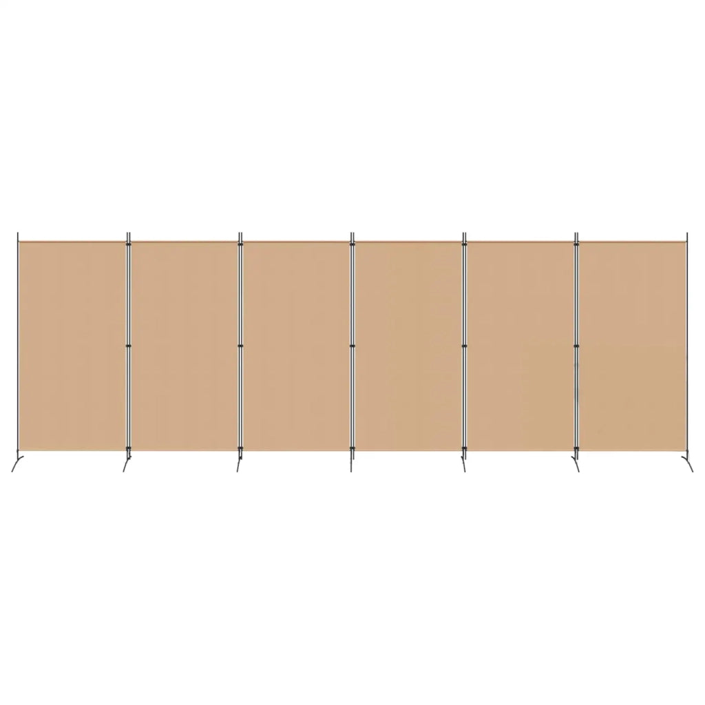 Divisore per Stanza a 6 Pannelli Beige 520 x 180 cm Tessuto 42039230