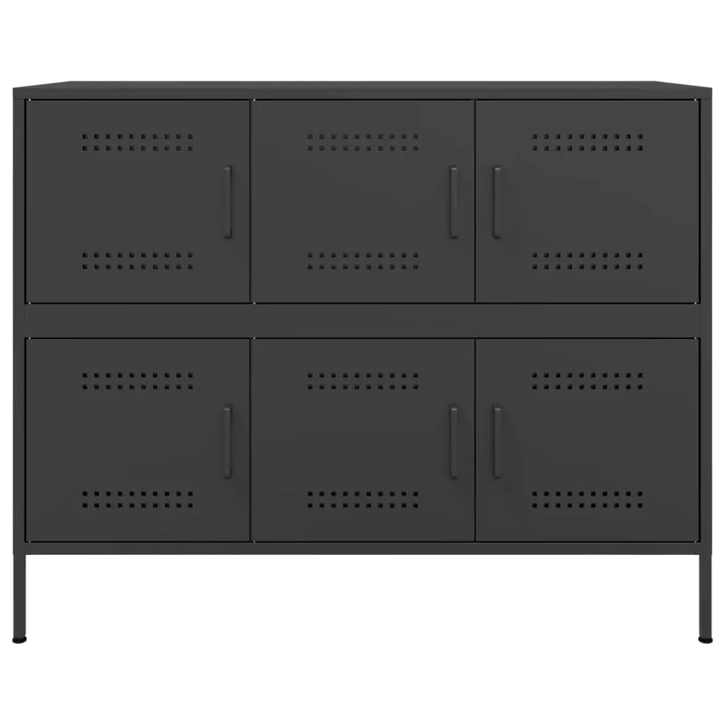 Credenza buffet cassettiera mobile contenitore organizer cucina soggiorno soggiorno 100,5 x 39 x 79 cm acciaio nero 02_0035783