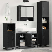 Set di mobili per il bagno 4 pcs Rovere Nero Legno multistrato