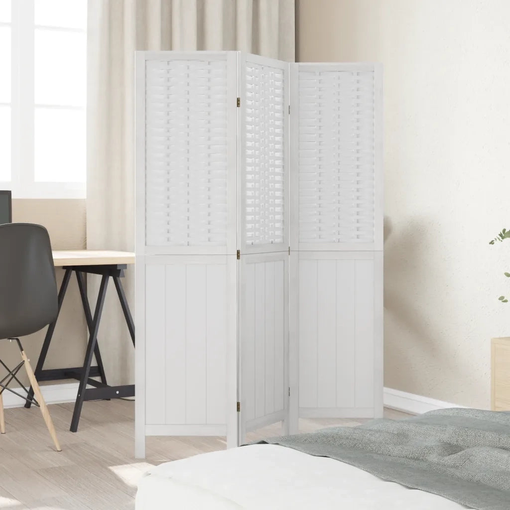 Divisorio Ambienti | Divider per stanze | Paravento 3Pannelli Bianco Legno Massello di Paulownia