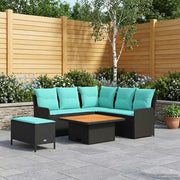 Set di Mobili con cuscino 5 pcs Nero e Turchese Rattan in PE 3422208