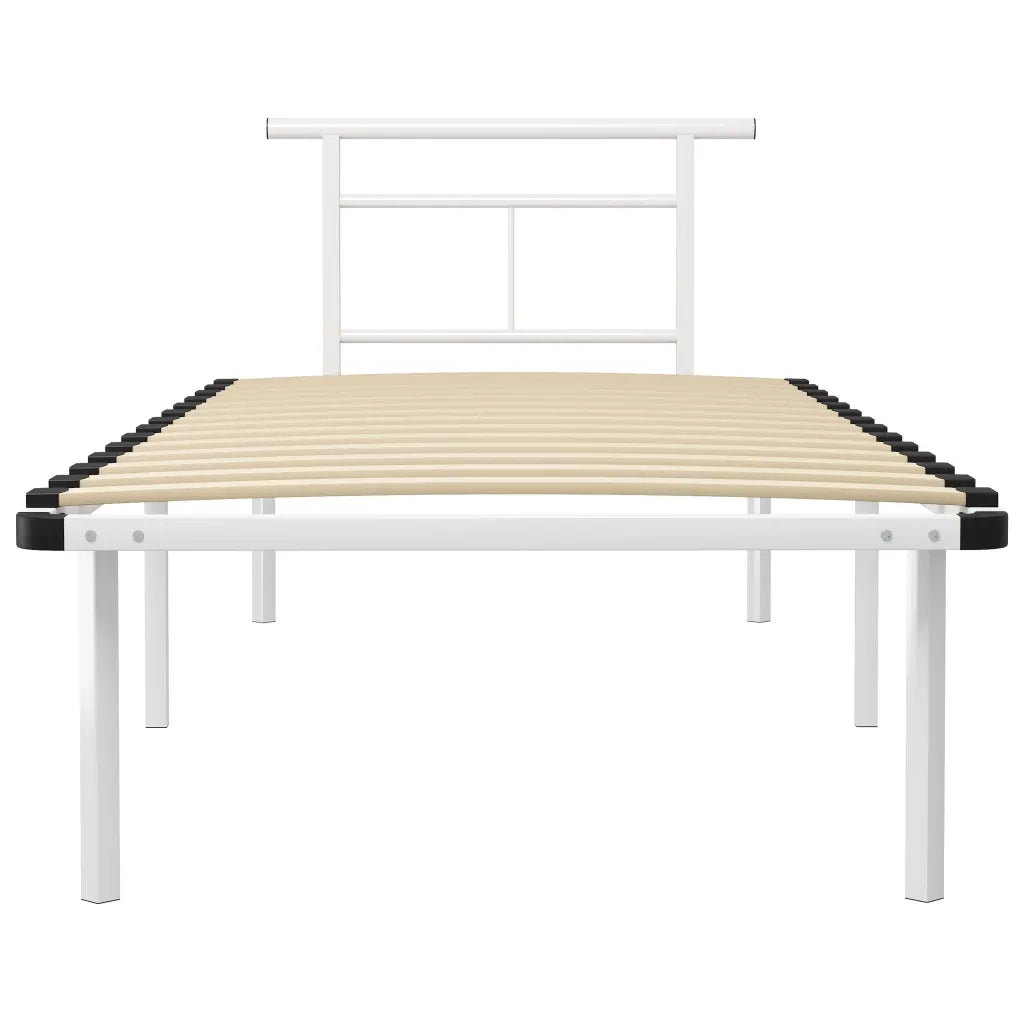 Letto singolo | Letto per adulti | Giroletto Bianco in Metallo 90x200 cm