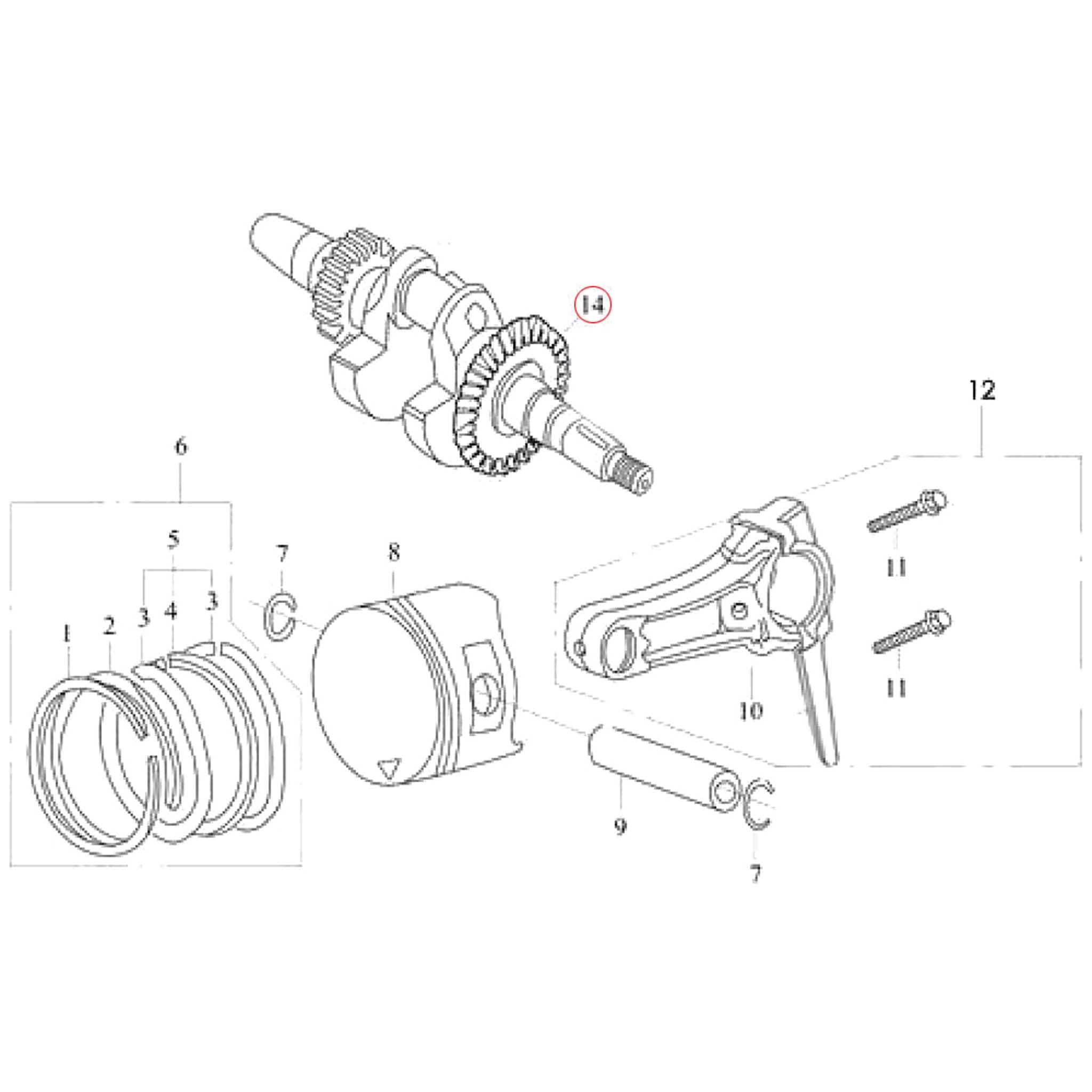 Pezzo di ricambio per motore a benzina LIFAN 6,5 CV Albero a gomito 20 mm