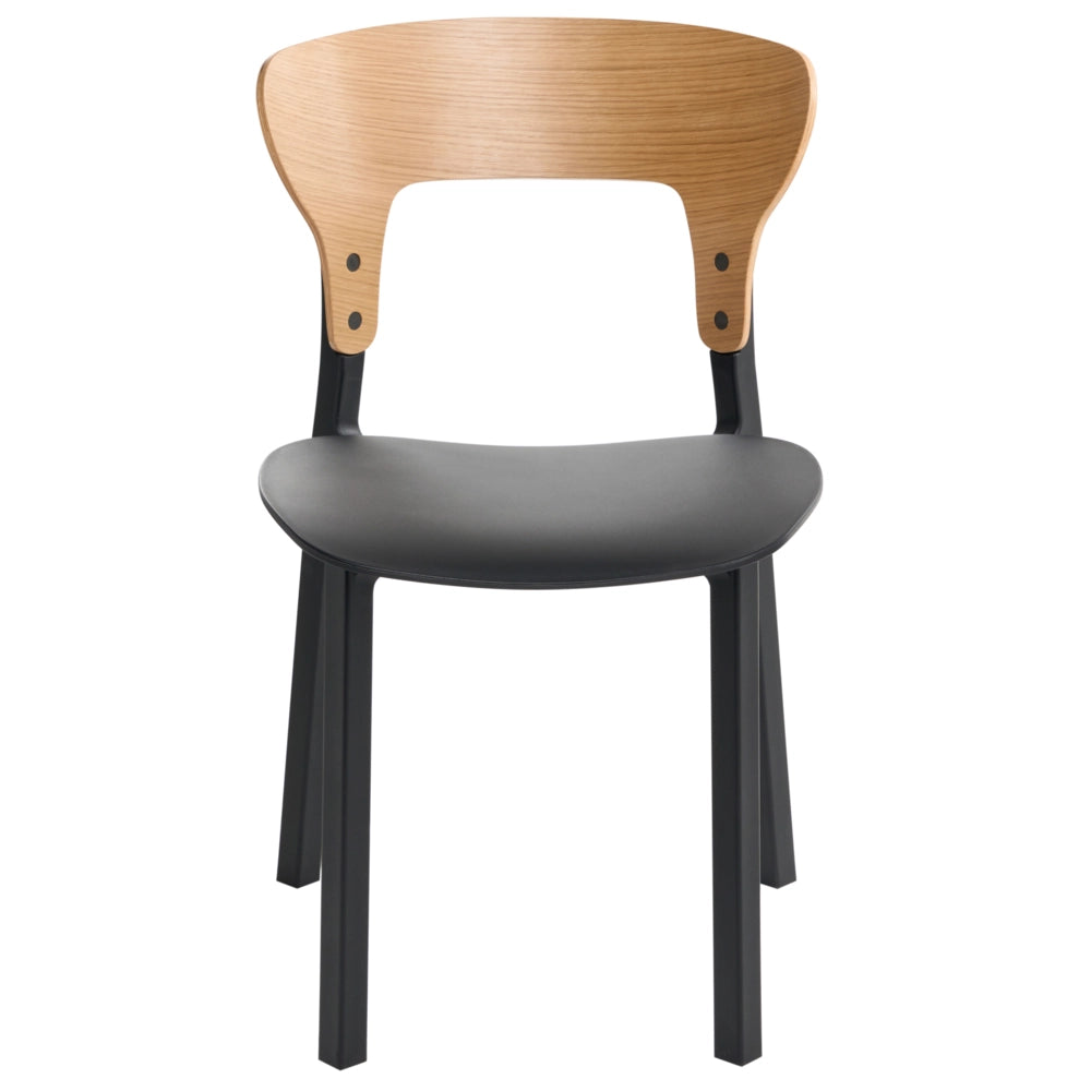 Set di 2 sedie da pranzo in gomma con struttura in legno Mobili da cucina per la sala da pranzo nero in stile retrò