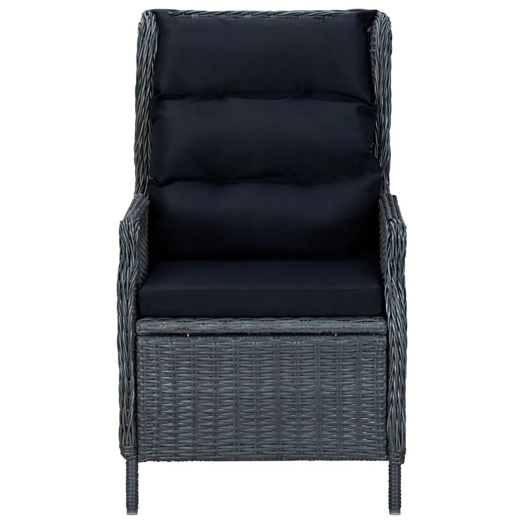 Set Pranzo da Giardino 7pz con Cuscini Polyrattan Grigio Scuro cod mxl 47305