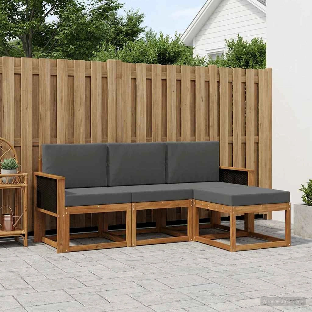 Set di divani da esterno 4 pz Naturale e Antracite 3385103