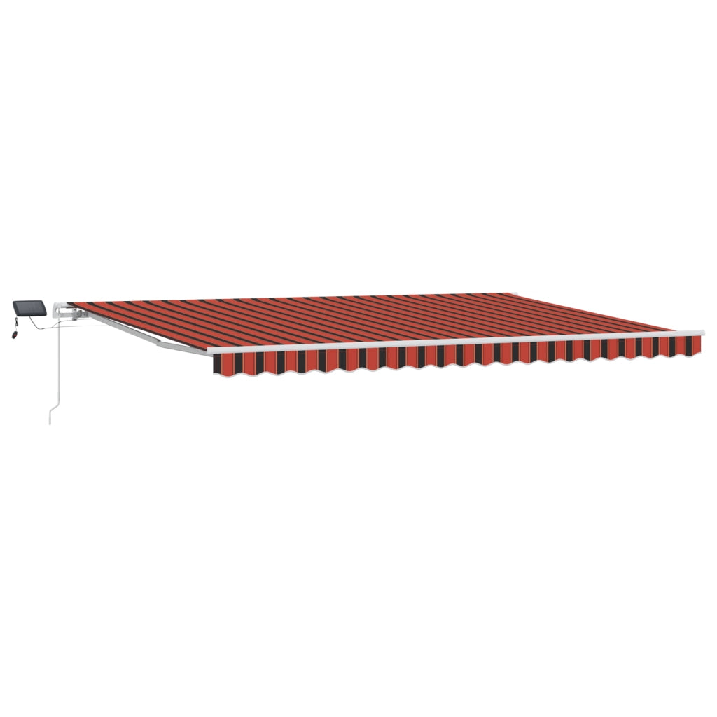 Tenda Retrattile Manuale con LED in Arancione e Marrone, 500x300 cm