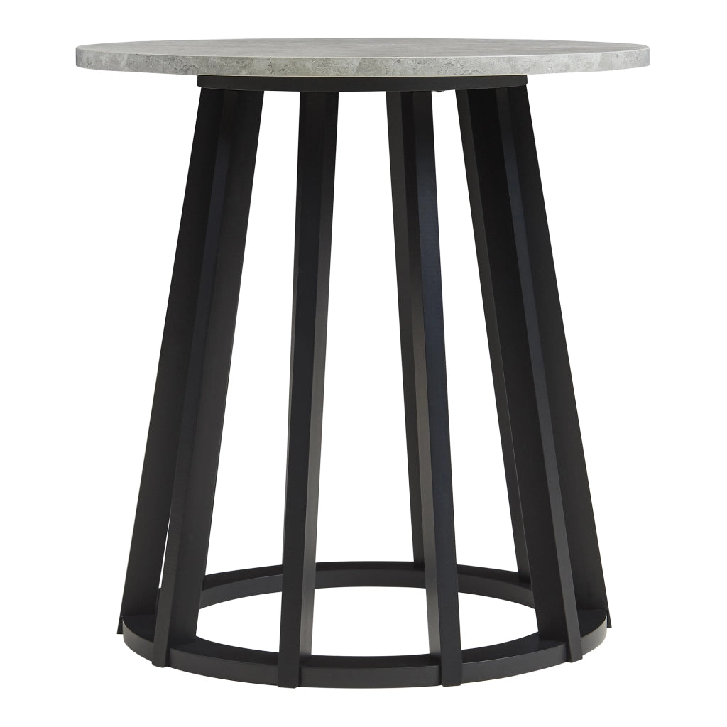 Tavolino Rotondo Laterale Buzzard Ø48 x 48 cm - Nero / Effetto Cemento [en.casa]