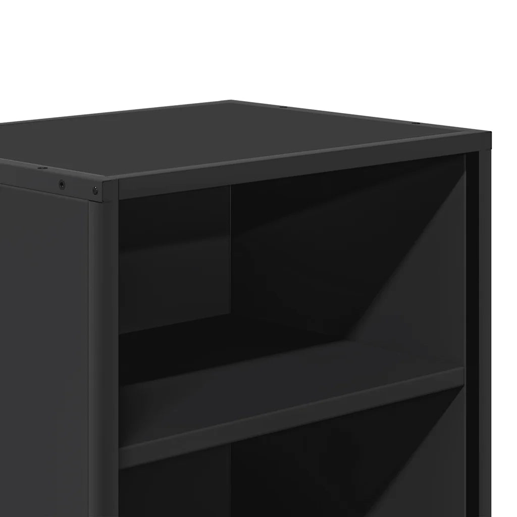 Set di 2 Comodini | Armadio da Notte | Mobiletto da notte Neri 40x31x50 Legno Multistrato e Metallo