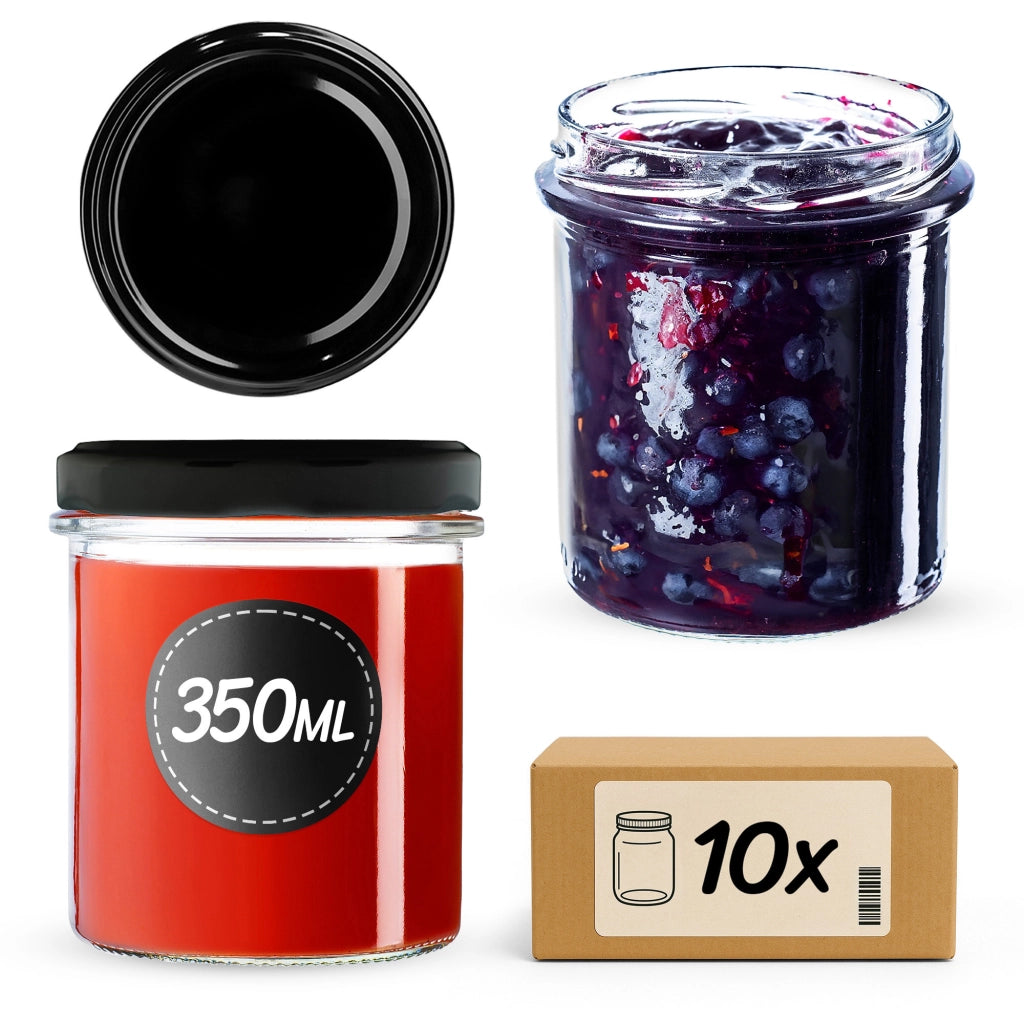 KADAX 10x Barattolo da 350 ml Barattoli di vetro per conserve Marmellata Miele Tappi Fi82